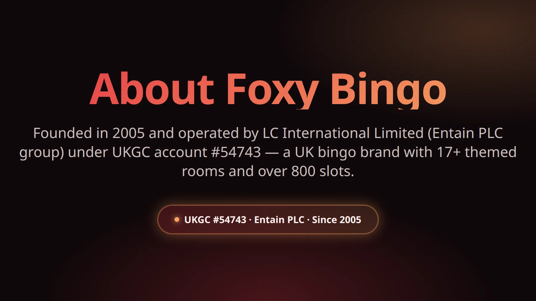 About Foxy Bingo — UKGC-licensed bingo & casino