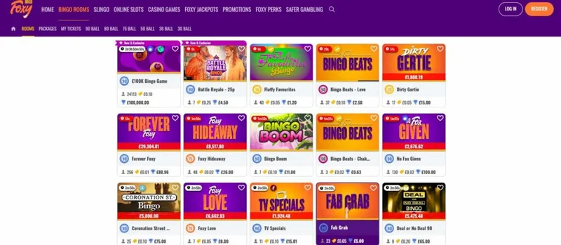 Foxybingo casino bonus interface