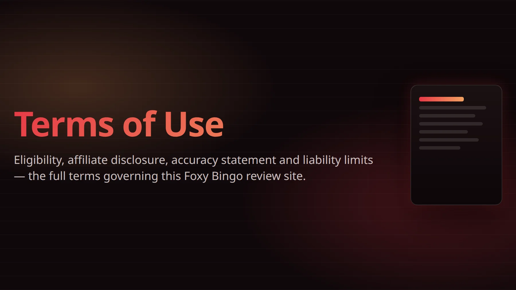 Foxy Bingo terms and conditions